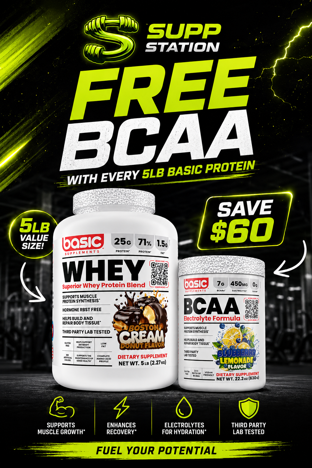 BASIC WHEY 5LBS FREE BCAA