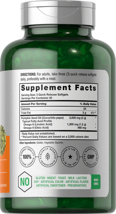 Pumpkin Seed Oil 3000mg 120 Softgels